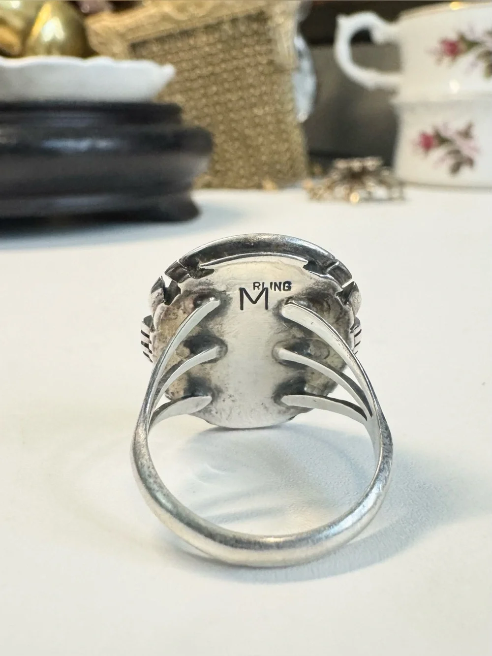 Vtg Navajo Sterling Multi Stone Inlay Ring (7)